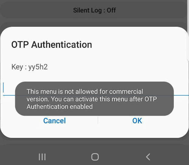 OTP Authentication required to unlock IMS Debugging and TCPDUMP on Samsung Sysdump tool "This menu is not allowed for commercial version. You can activate this menu after OTP Authentication enabled"