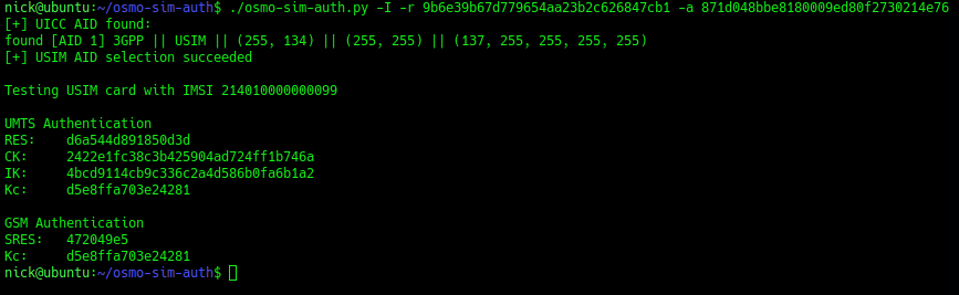 Osmocom's USIM Test tool - osmo-sim-auth