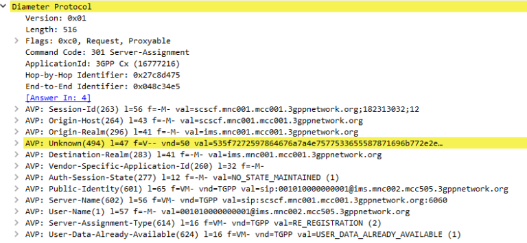 diameter server assignment request