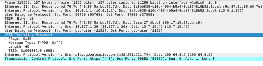 Everything except the data encapsulated in GTP can be dropped